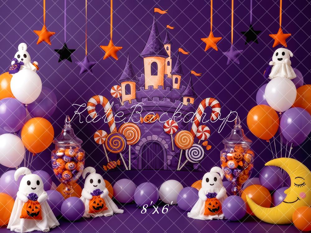 Kate Halloween Castle Ghosts Purple Backdrop Designed by Patty Roberts