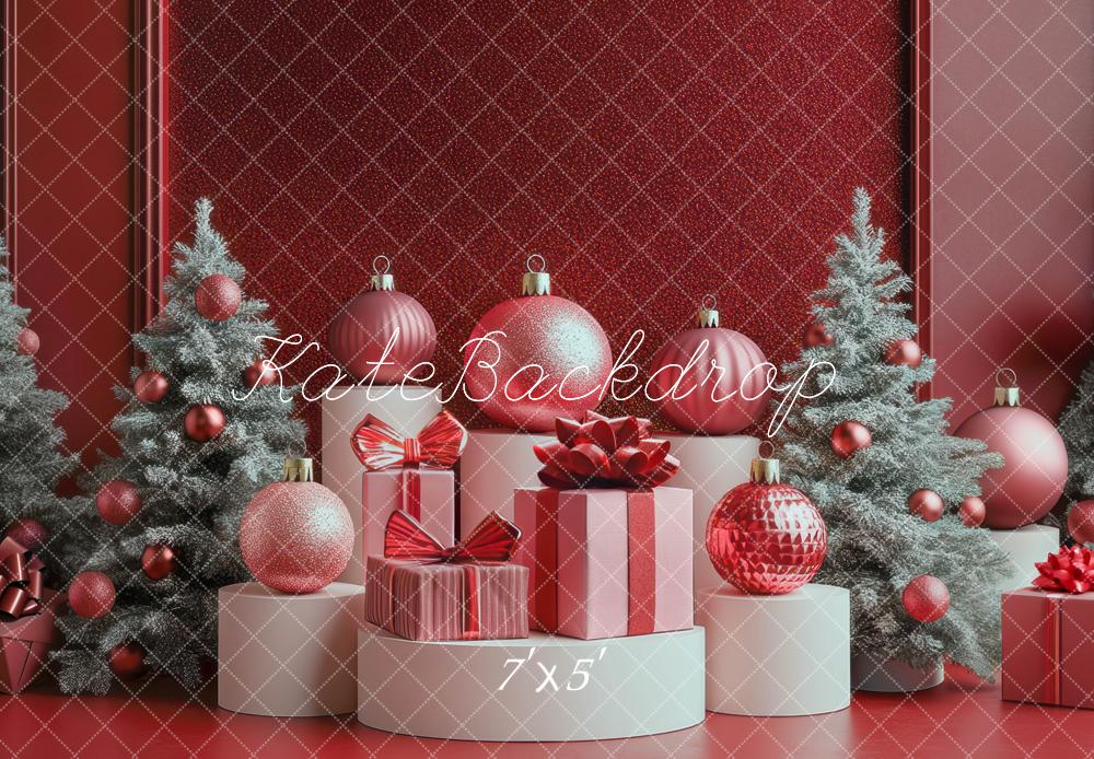 Kate Christmas Trees Gifts Ornaments Backdrop Designed by Mini MakeBelieve - Kate Backdrop AU