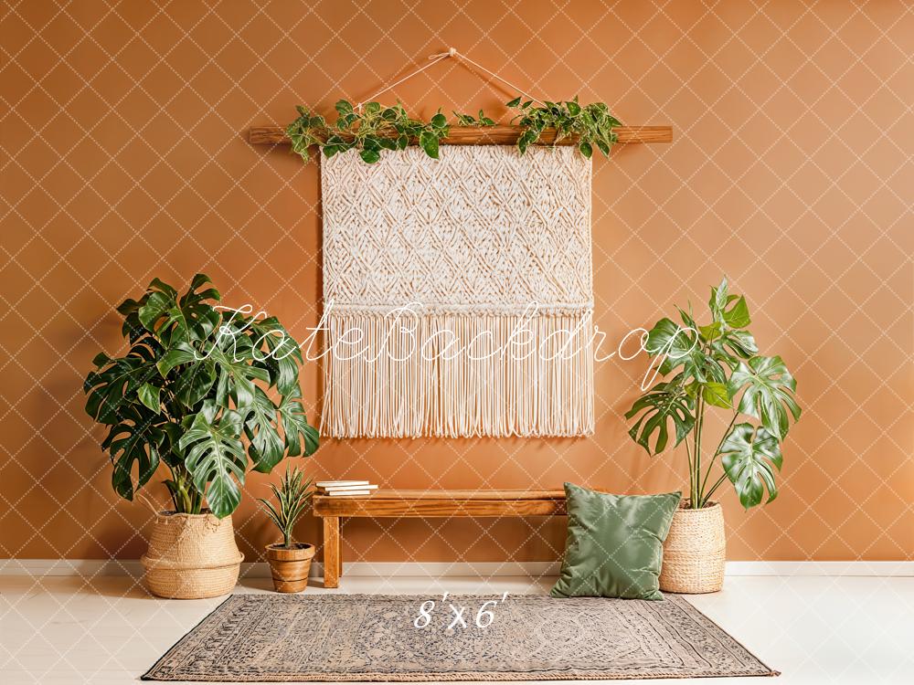 Kate Boho Macrame Bench Green Plants Backdrop Designed by Emetselch