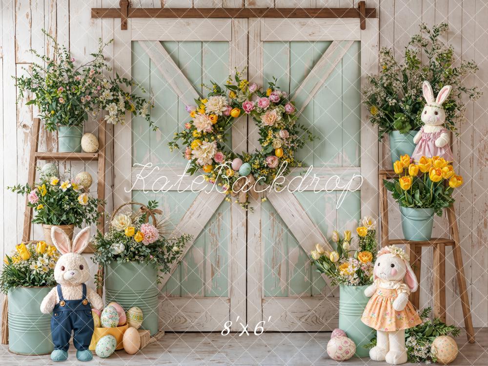 Kate Easter Bunny Floral Eggs Fleece Backdrop Designed by Chain