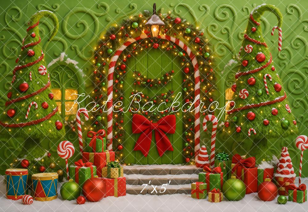 Kate Green Christmas Candy Trees Presents Backdrop Designed by Ashley Paul