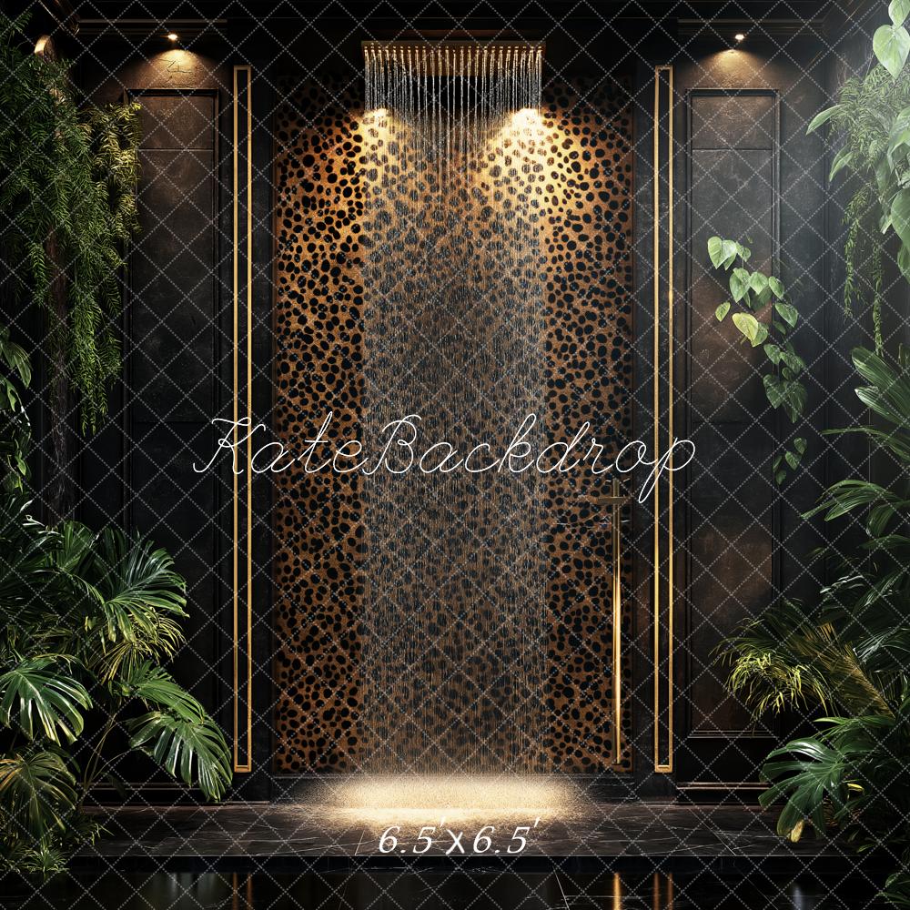 Kate Leopard Wall Gold Frame Tropical Backdrop Designed by Ashley Paul