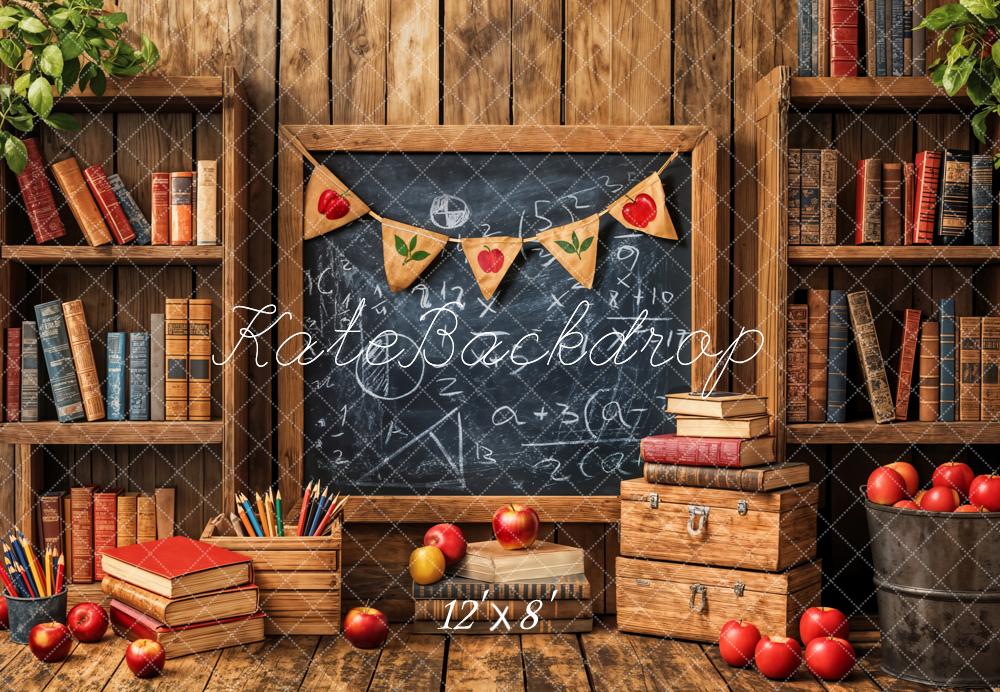 Kate Back to School Chalkboard Wooden Fleece Backdrop Designed by Emetselch - Kate Backdrop AU