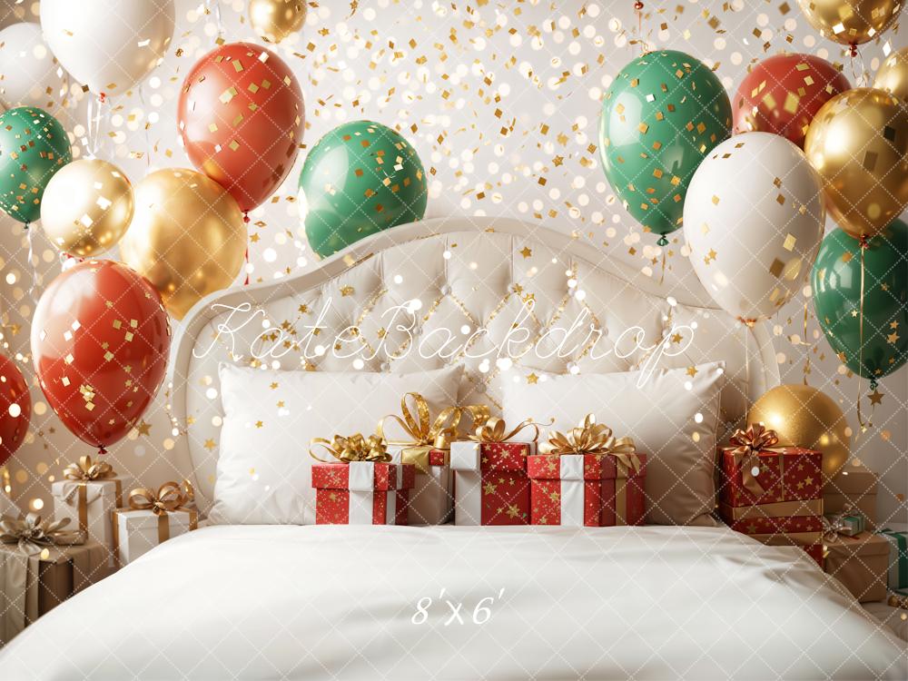 Kate Christmas Balloons Bedroom Fleece Backdrop Designed by Emetselch - Kate Backdrop AU