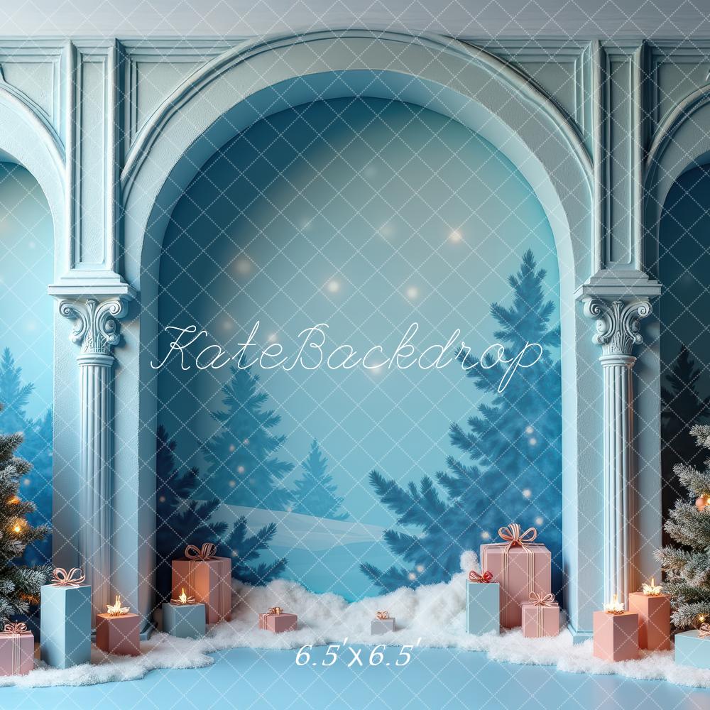 Kate Christmas Snowy Trees Blue Backdrop Designed by Laura Bybee - Kate Backdrop AU