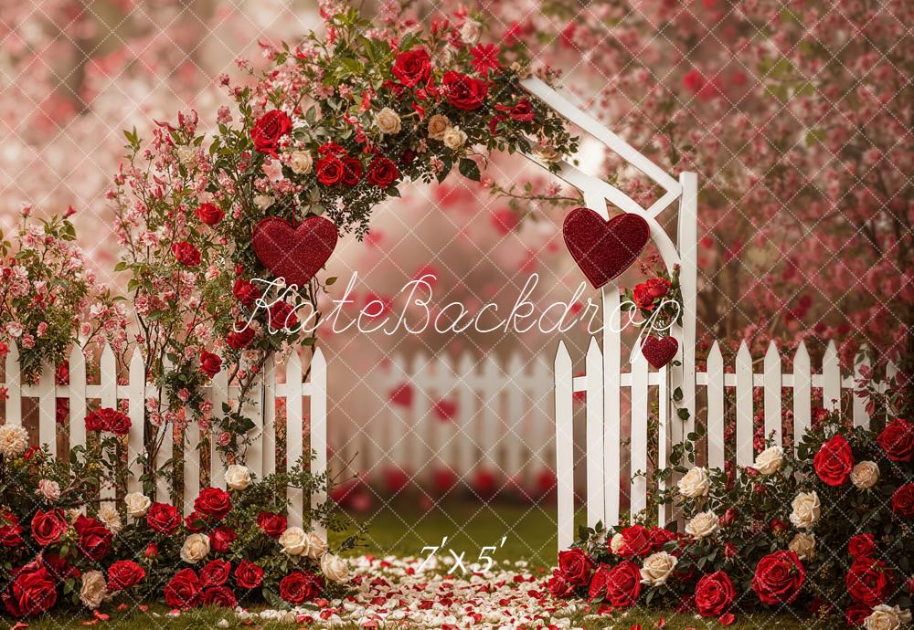 Kate Flower Arch Red Roses Heart Backdrop Designed by Emetselch