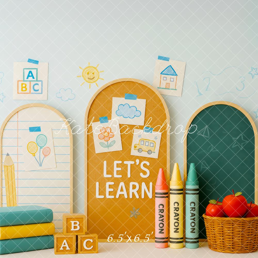 Kate Back to School Books Crayons Backdrop Designed by Patty Roberts - Kate Backdrop AU
