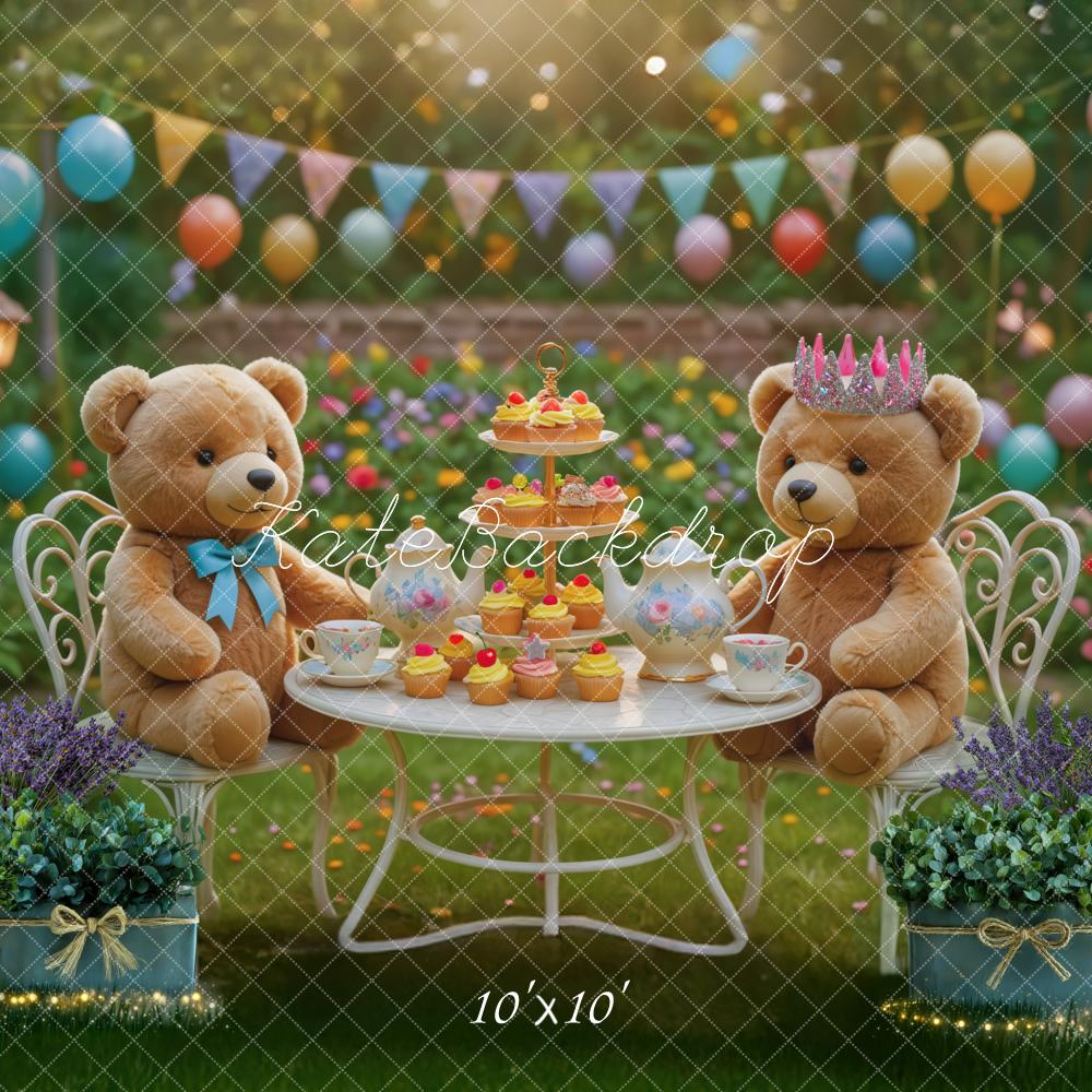 Kate Teddy Bear Tea Party Backdrop Designed by Mini MakeBelieve