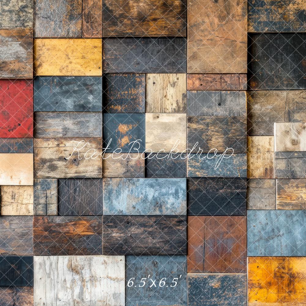 Kate Retro Wall Colourful Wood Backdrop Designed by Mini MakeBelieve