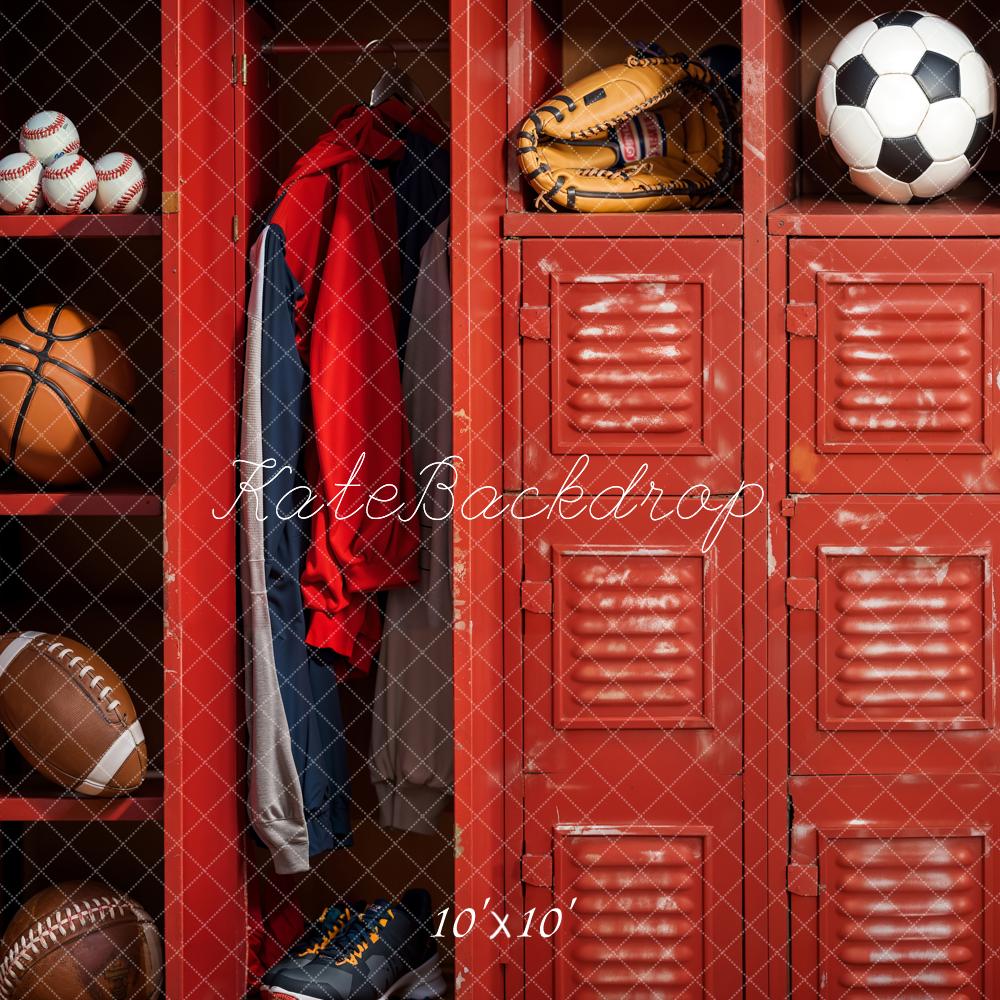 Kate Sports Locker Room Red Backdrop Designed by Emetselch