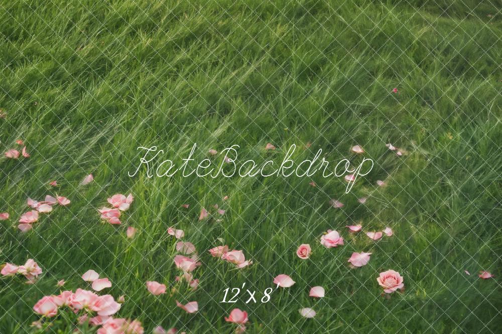 Kate Green Grass Rose Fleece Backdrop Designed by Chain