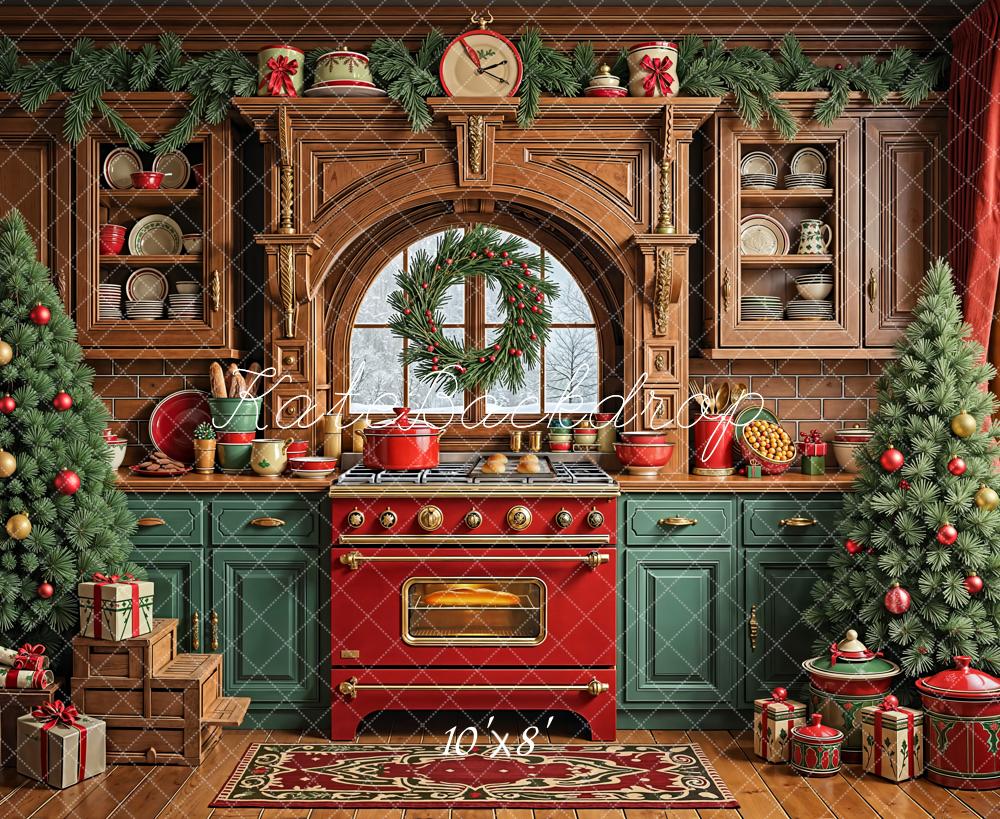Lightning Deal Kate Christmas Kitchen Fleece Backdrop Designed by Emetselch