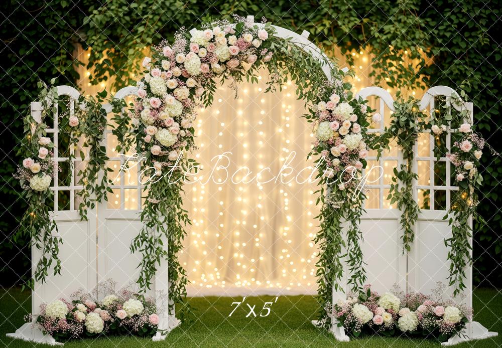Kate Flower Arch Wedding Lights Backdrop Designed by Patty Roberts