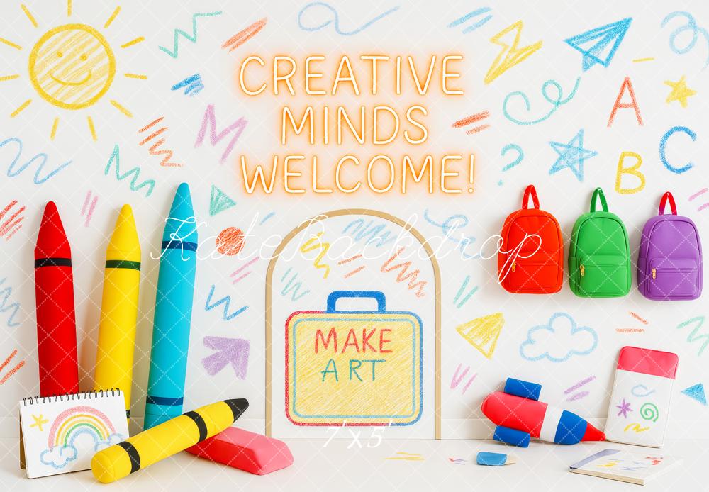 Kate Back to School Crayon Doodle Wall Backdrop Designed by Patty Roberts - Kate Backdrop AU