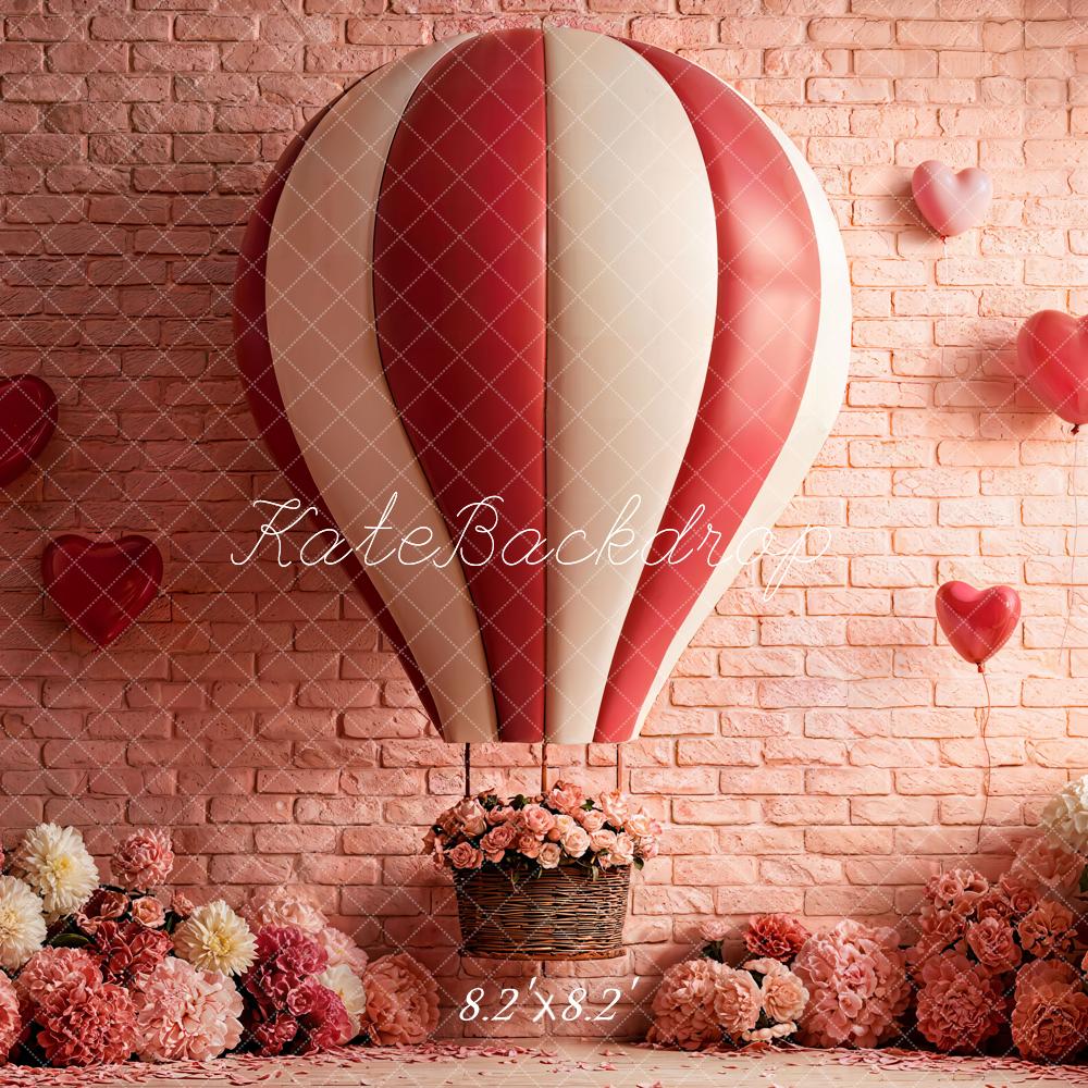 Kate Hot Air Balloon Heart Brick Backdrop Designed by Emetselch