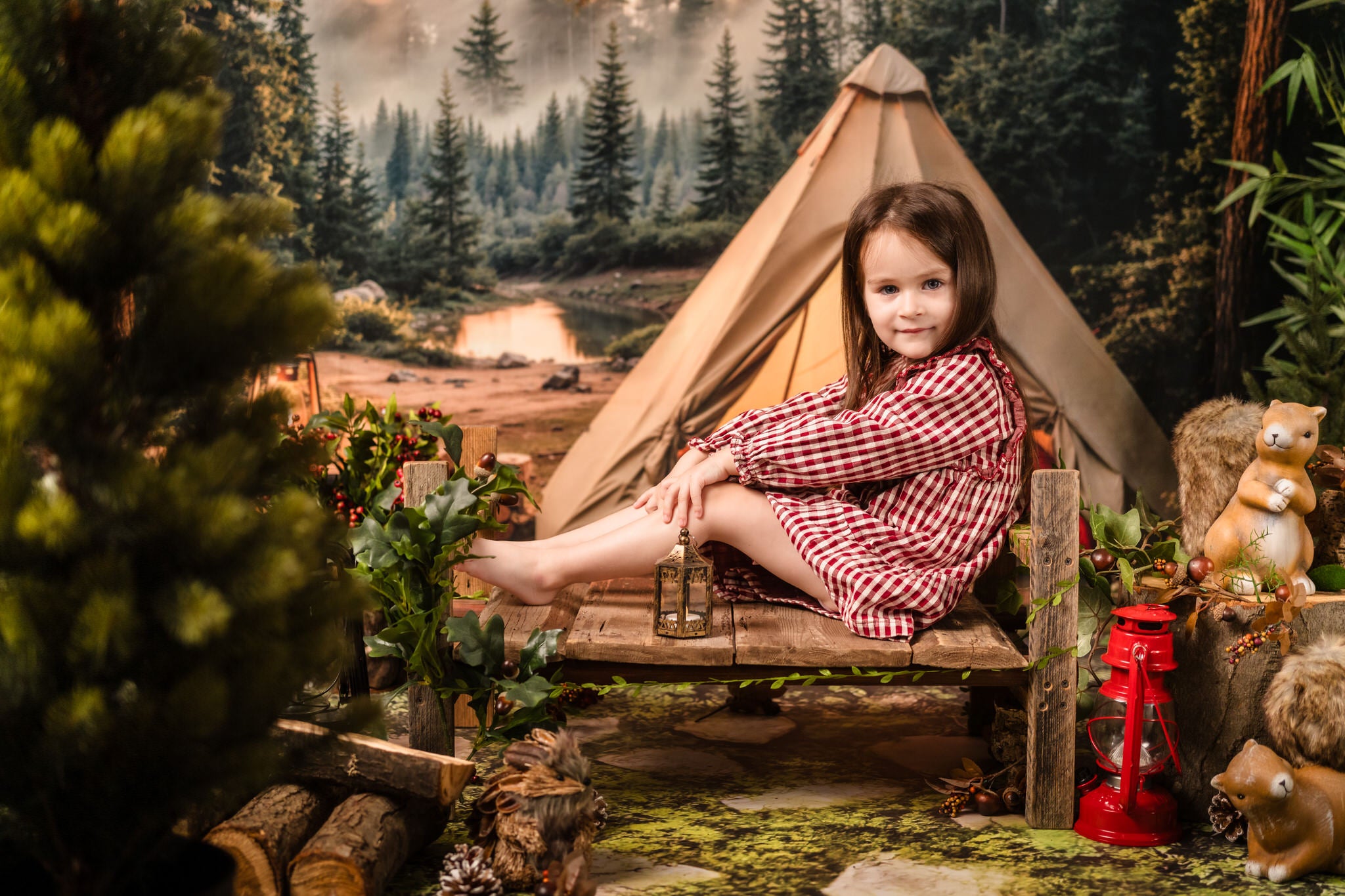 Kate Camping Forest Tent Lights Backdrop Designed by Emetselch - Kate Backdrop AU