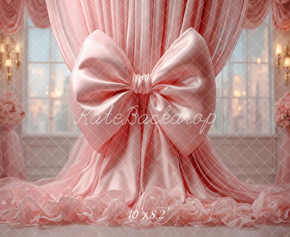 Kate Pink Bow Room Fleece Backdrop Designed by Emetselch
