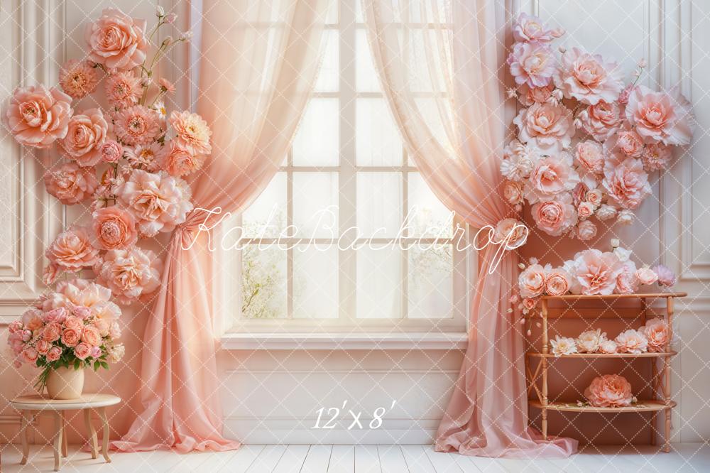 Kate Flower Arch Pink Floral Window Backdrop Designed by Emetselch