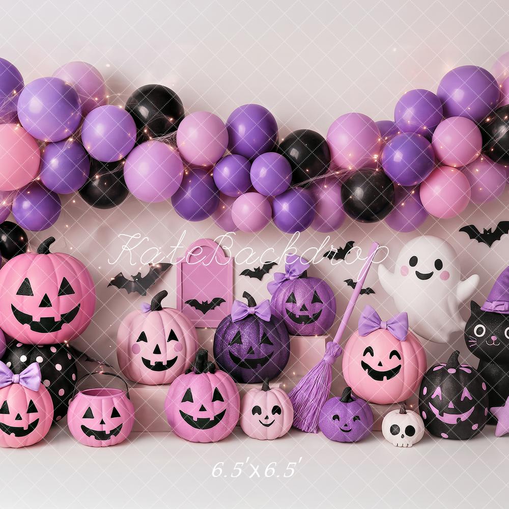 Kate Halloween Pumpkins Balloons Backdrop Designed by Ashley Paul - Kate Backdrop AU