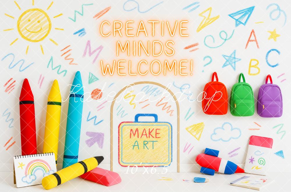 Kate Back to School Crayon Doodle Wall Backdrop Designed by Patty Roberts - Kate Backdrop AU
