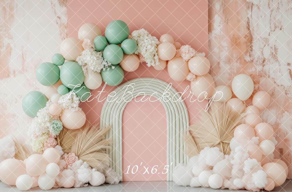Kate Balloon Arch Dried Palm Cake Smash Backdrop Designed by Patty Roberts