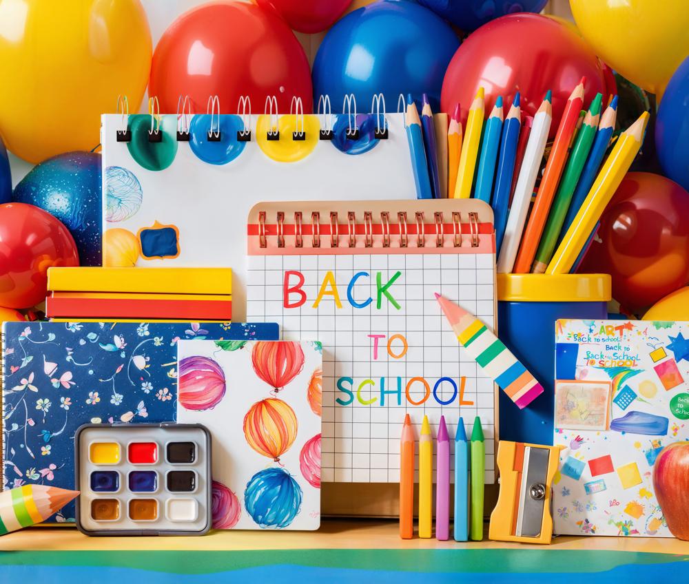Kate Back to School Balloons Fleece Backdrop Designed by Emetselch