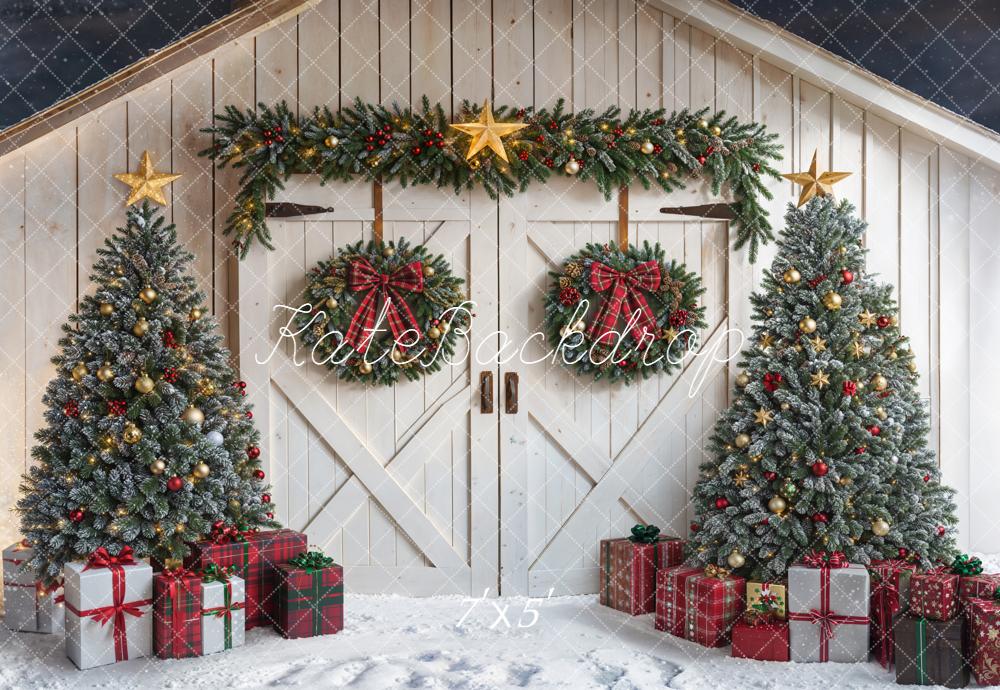 Kate Christmas Trees Wreaths Barn Backdrop Designed by Chain