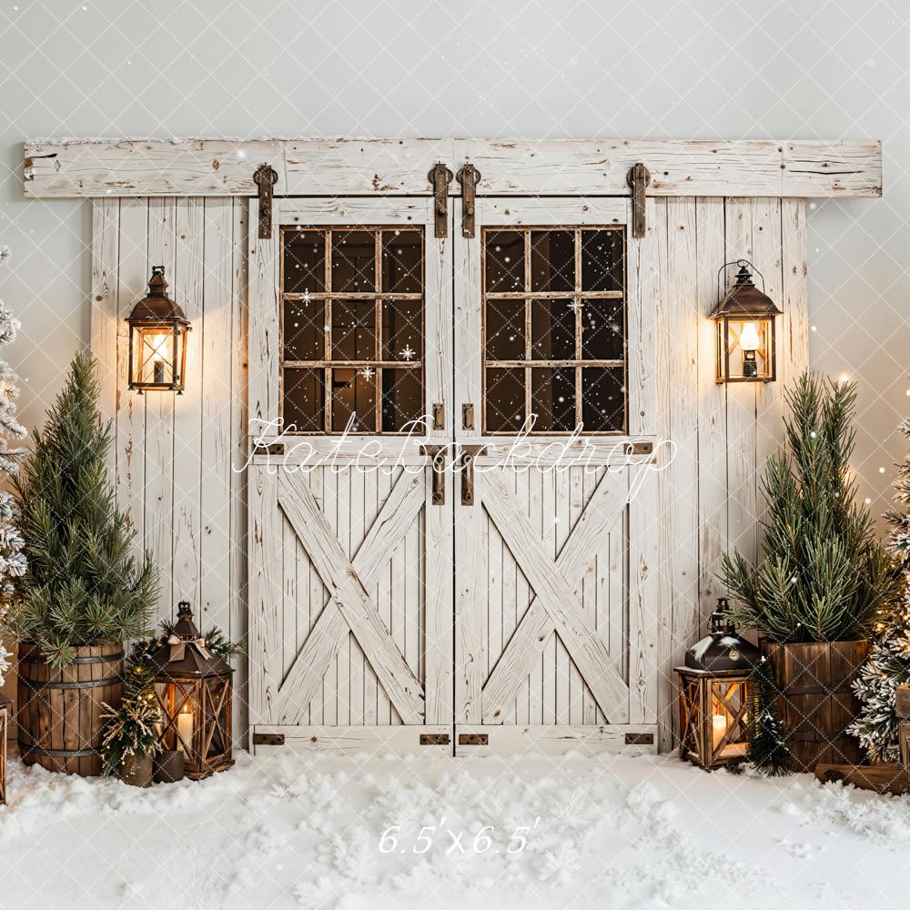 Kate Christmas Winter Snow Wooden Door Backdrop Designed by Emetselch