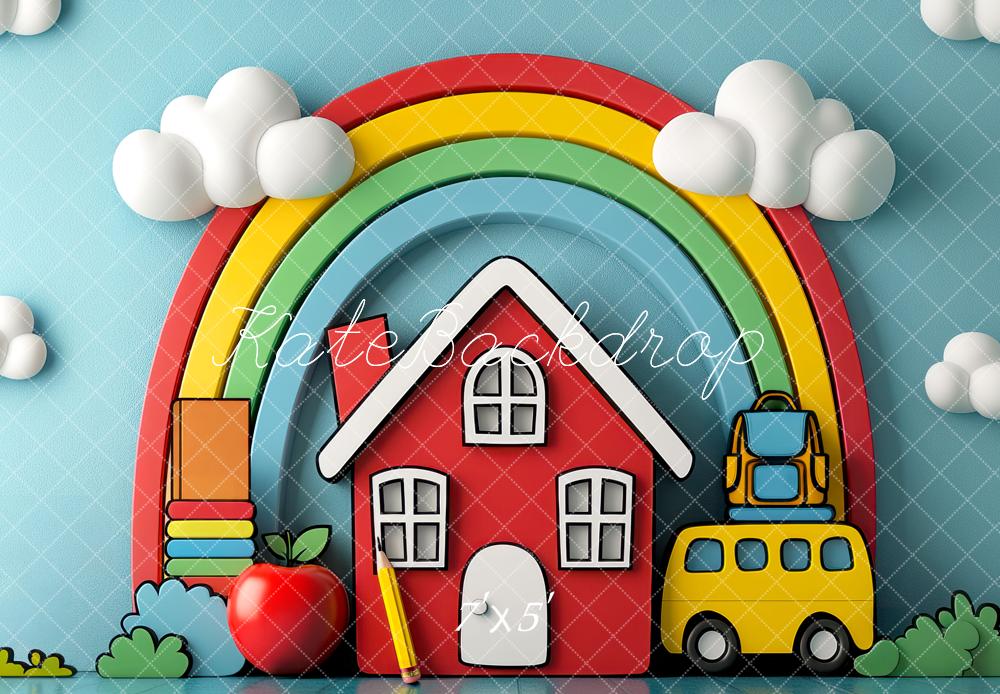 Kate Back to School Rainbow Clouds Backdrop Designed by Mini MakeBelieve - Kate Backdrop AU
