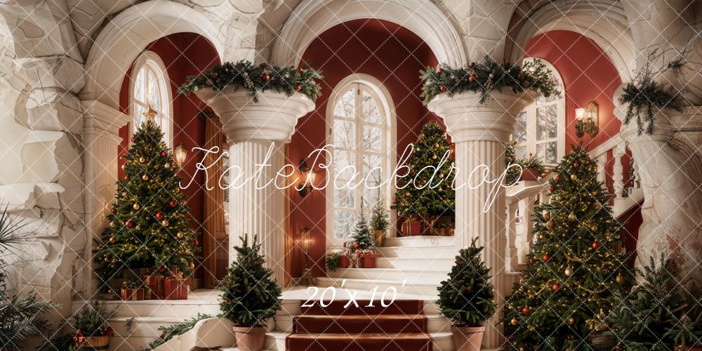 Kate Cascading Stairs Christmas Trees Columns Backdrop Designed by Emetselch