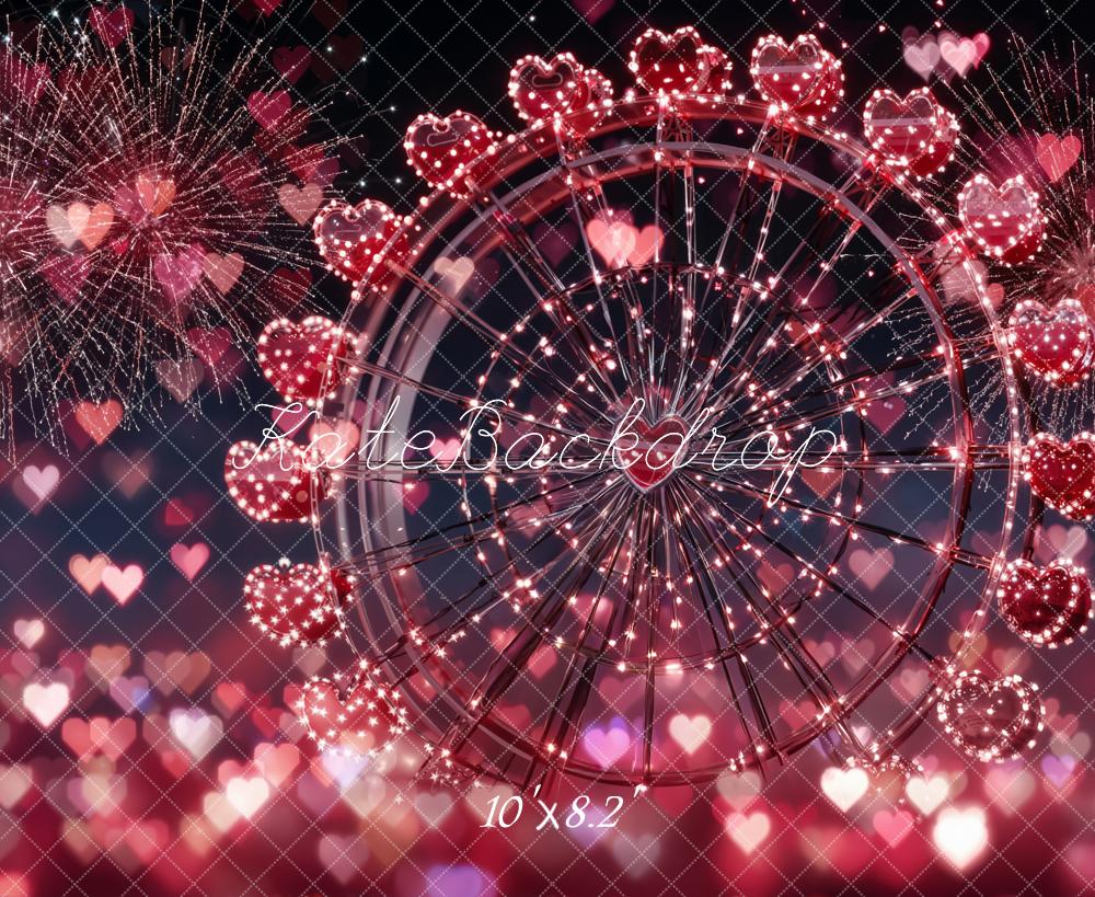 Kate Ferris Wheel Heart Fireworks Bokeh Backdrop Designed by Emetselch