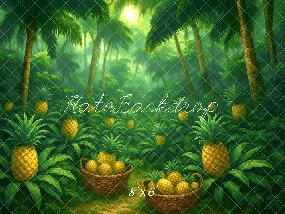 Kate Pineapple Basket Jungle Greenery Backdrop Designed by Megan Leigh - Kate Backdrop AU
