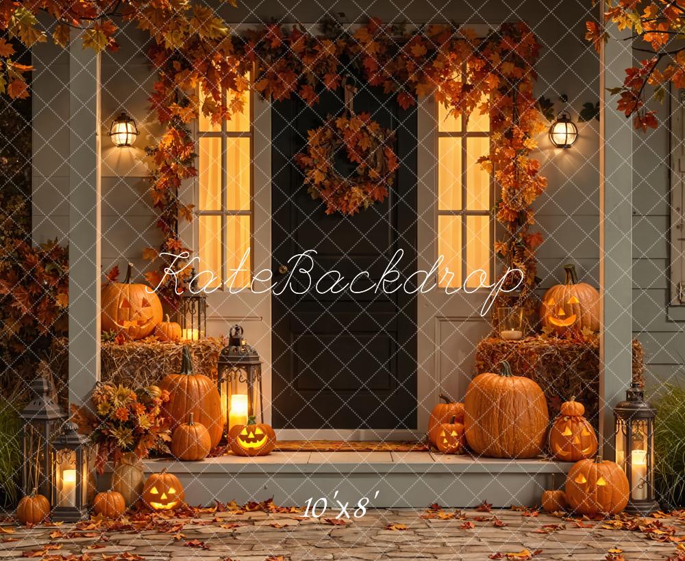 Kate Halloween Pumpkins Porch Backdrop Designed by Emetselch