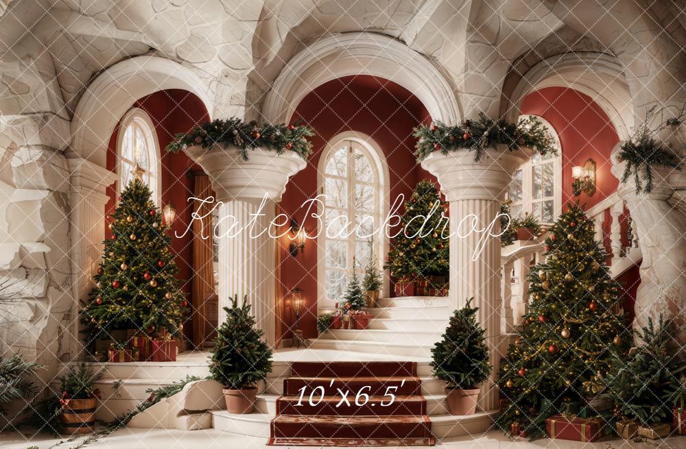 Kate Cascading Stairs Christmas Trees Columns Backdrop Designed by Emetselch