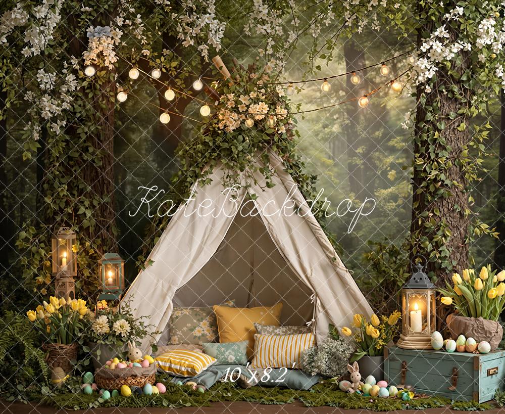 Kate Easter Bunny Forest Fleece Backdrop Designed by Emetselch