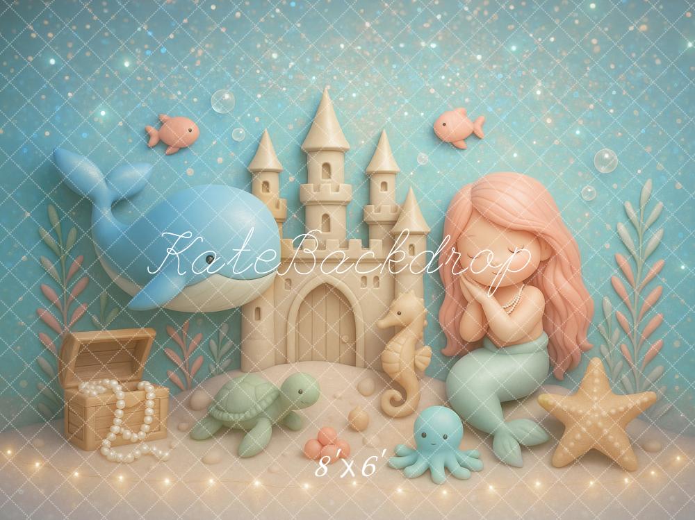 Kate Mermaid Sandcastle Sea Backdrop Designed by Ashley Paul
