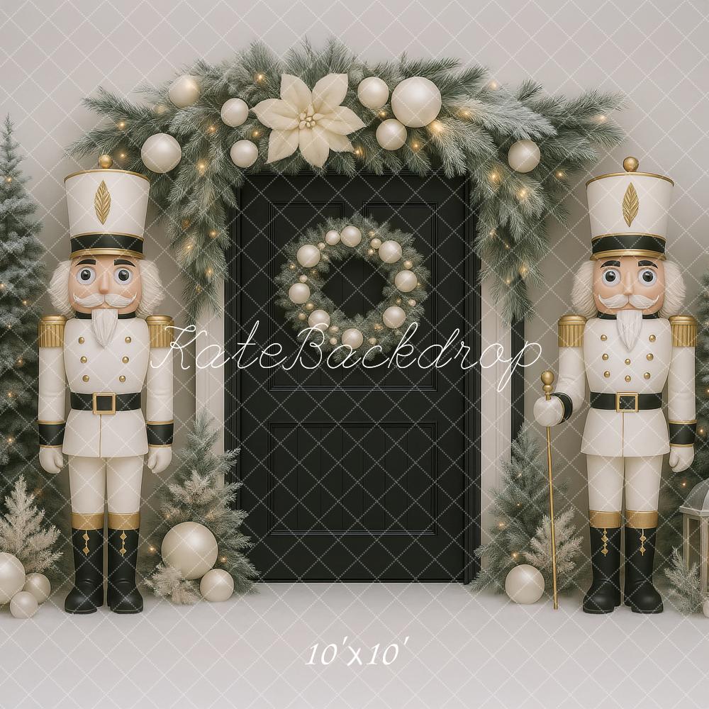 Kate Christmas Nutcracker Fir Trees Black Door Backdrop Designed by Ashley Paul