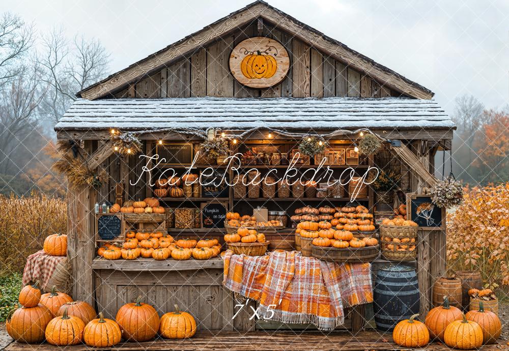 Kate Autumn Pumpkin Wooden Shed Backdrop Designed by Emetselch