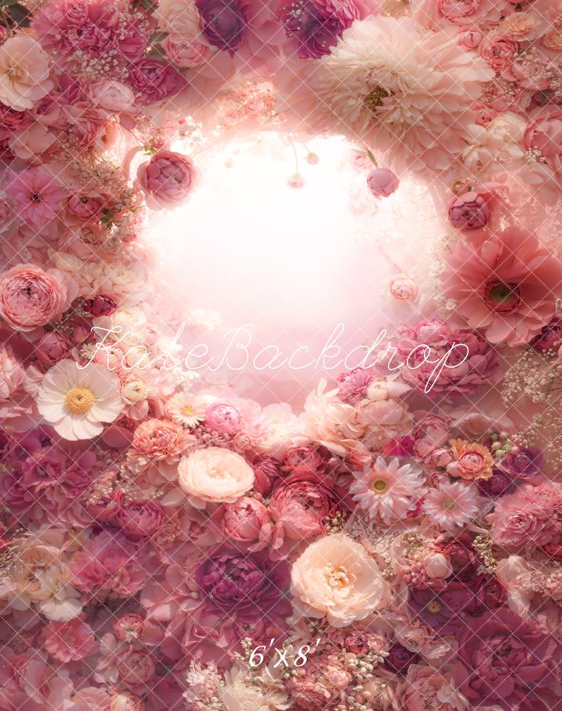 Kate Flower Arch Pink Floral Fleece Backdrop Designed by Chain - Kate Backdrop AU