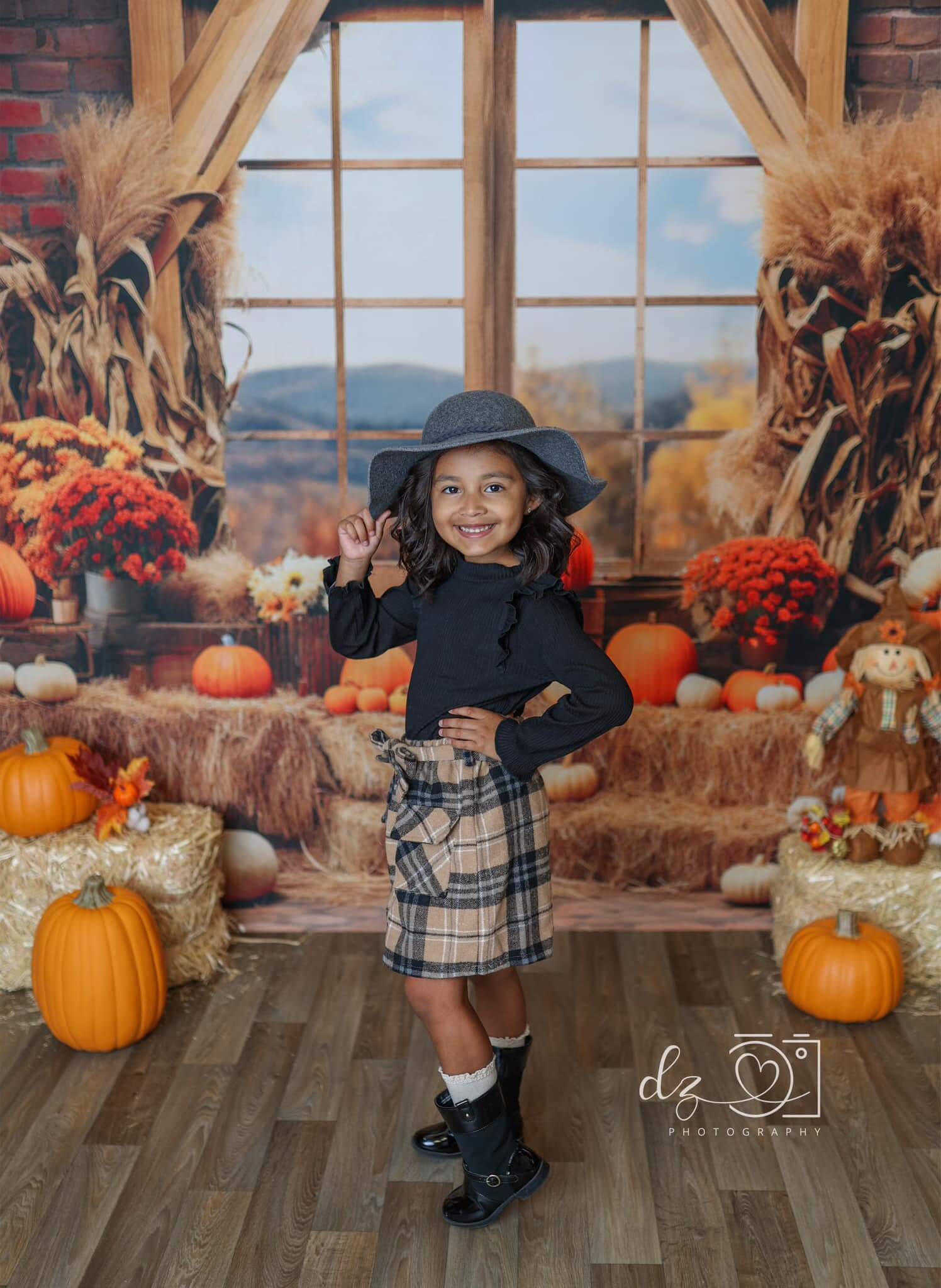 Kate Autumn Pumpkin Barn Backdrop Designed by Emetselch