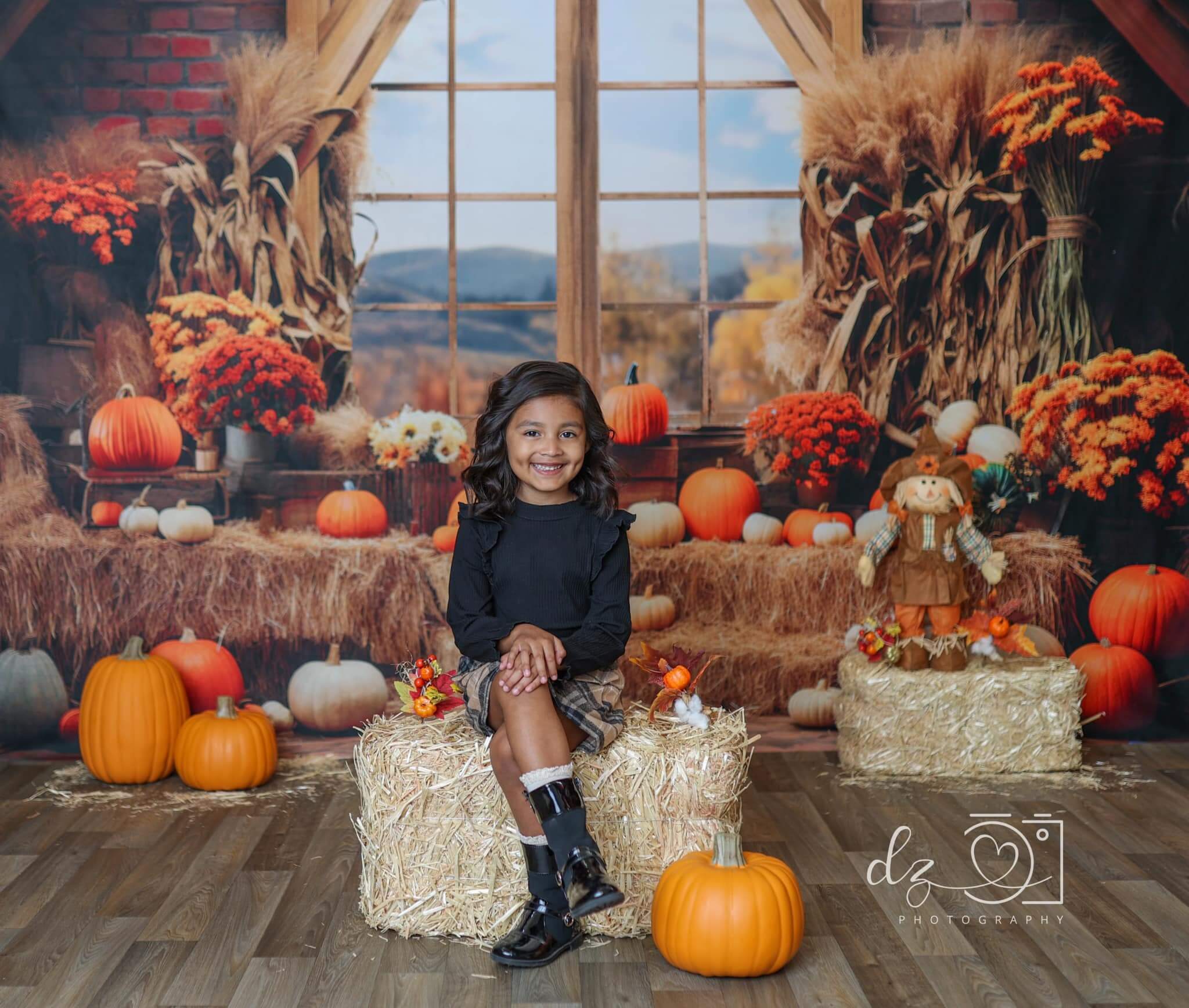 Kate Autumn Pumpkin Barn Backdrop Designed by Emetselch