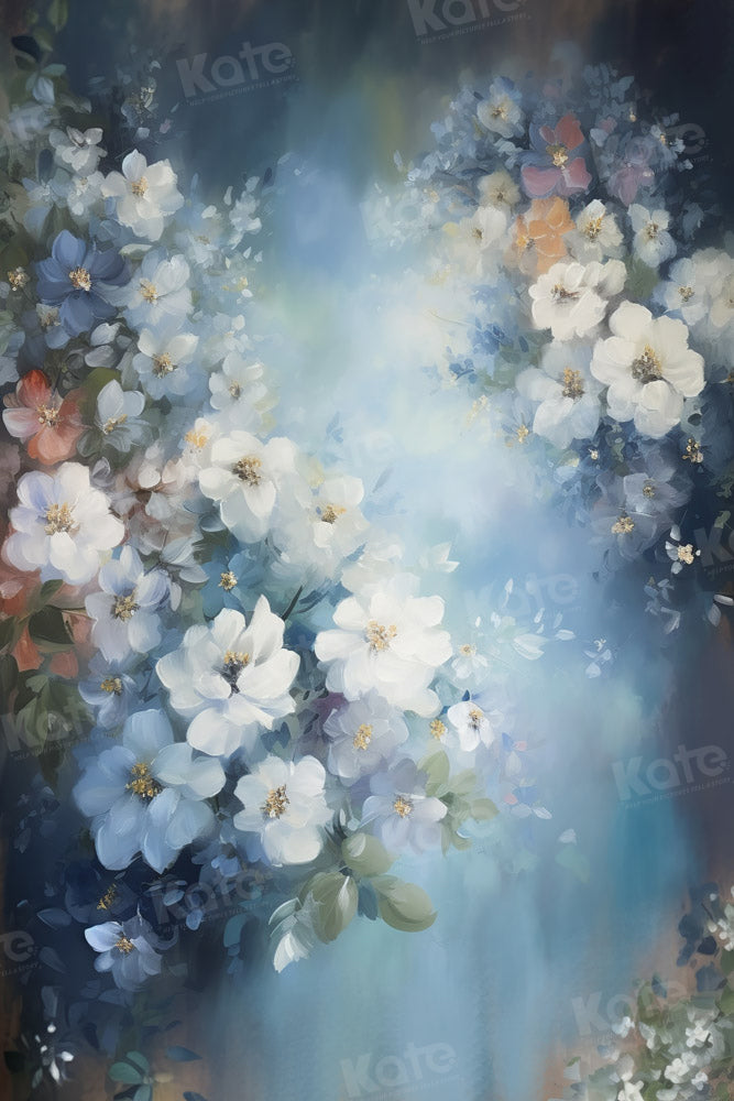 Kate Blue Abstract Flower Portrait Backdrop Fine Art Designed by GQ