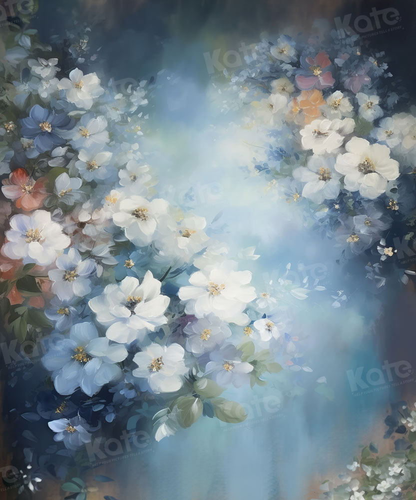 Kate Blue Abstract Flower Portrait Backdrop Fine Art Designed by GQ - Kate Backdrop AU