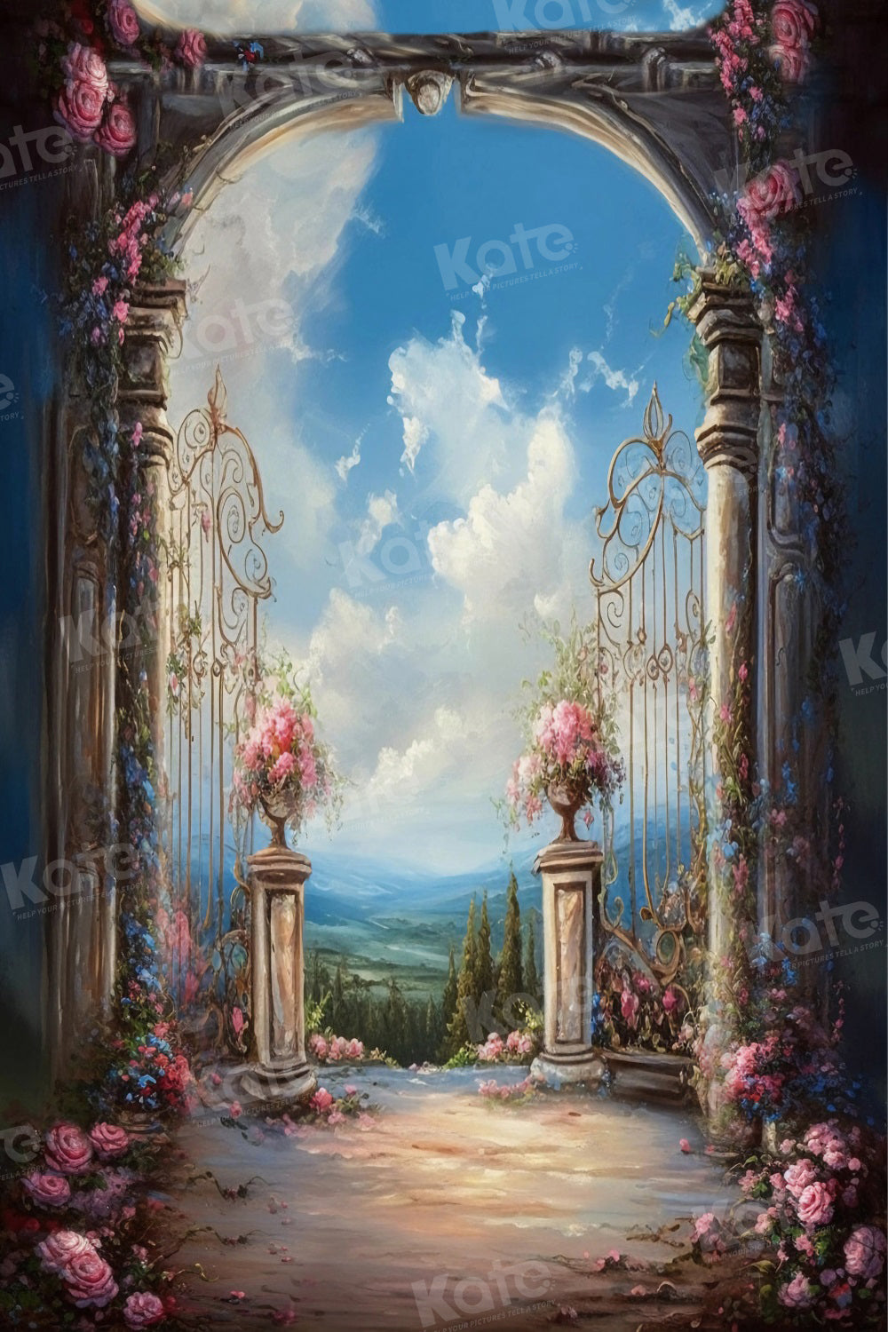 Kate Spring Flower Backdrop Blue Sky Wedding for Photography - Kate Backdrop AU
