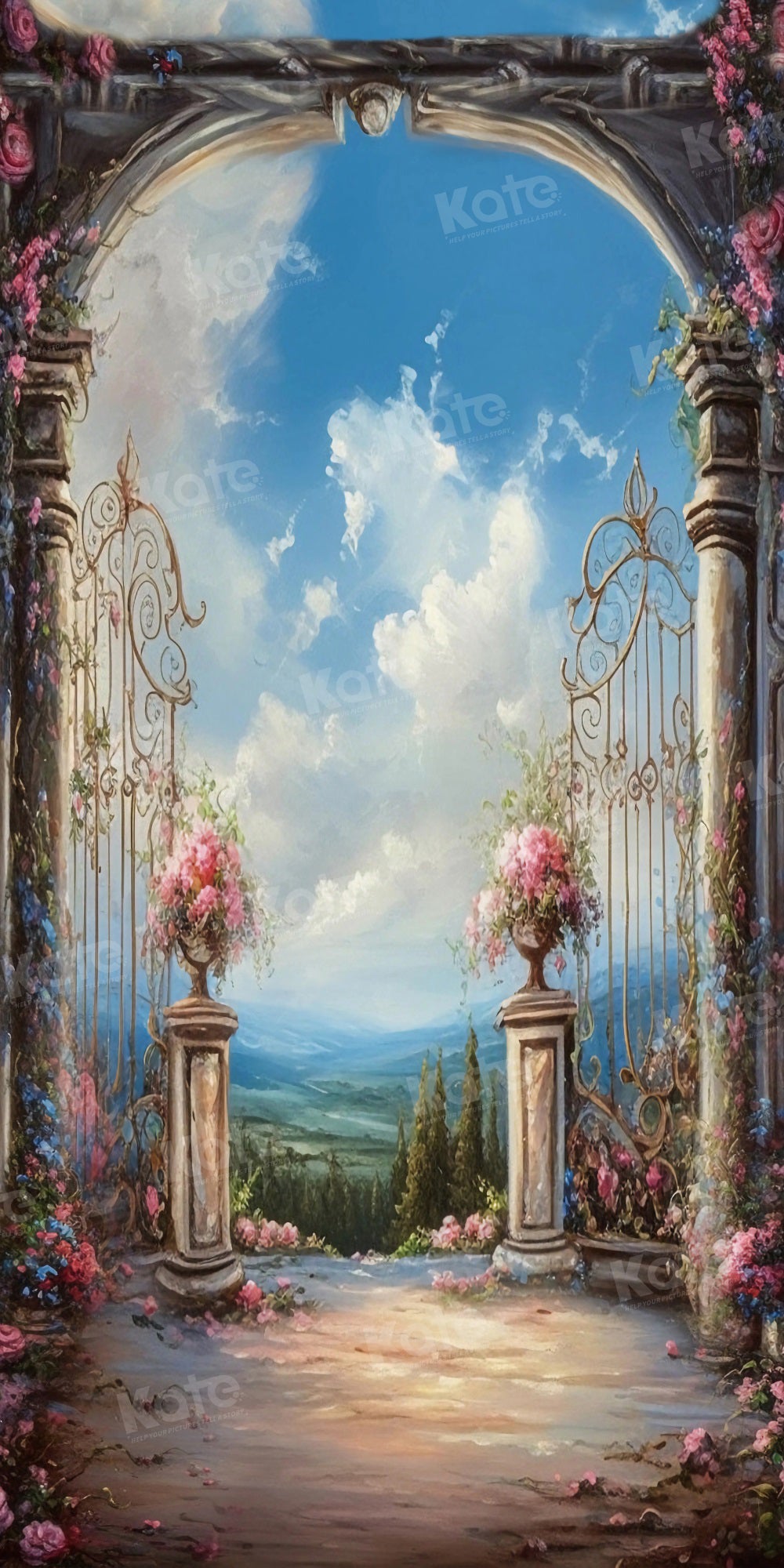 Kate Spring Flower Backdrop Blue Sky Wedding for Photography - Kate Backdrop AU