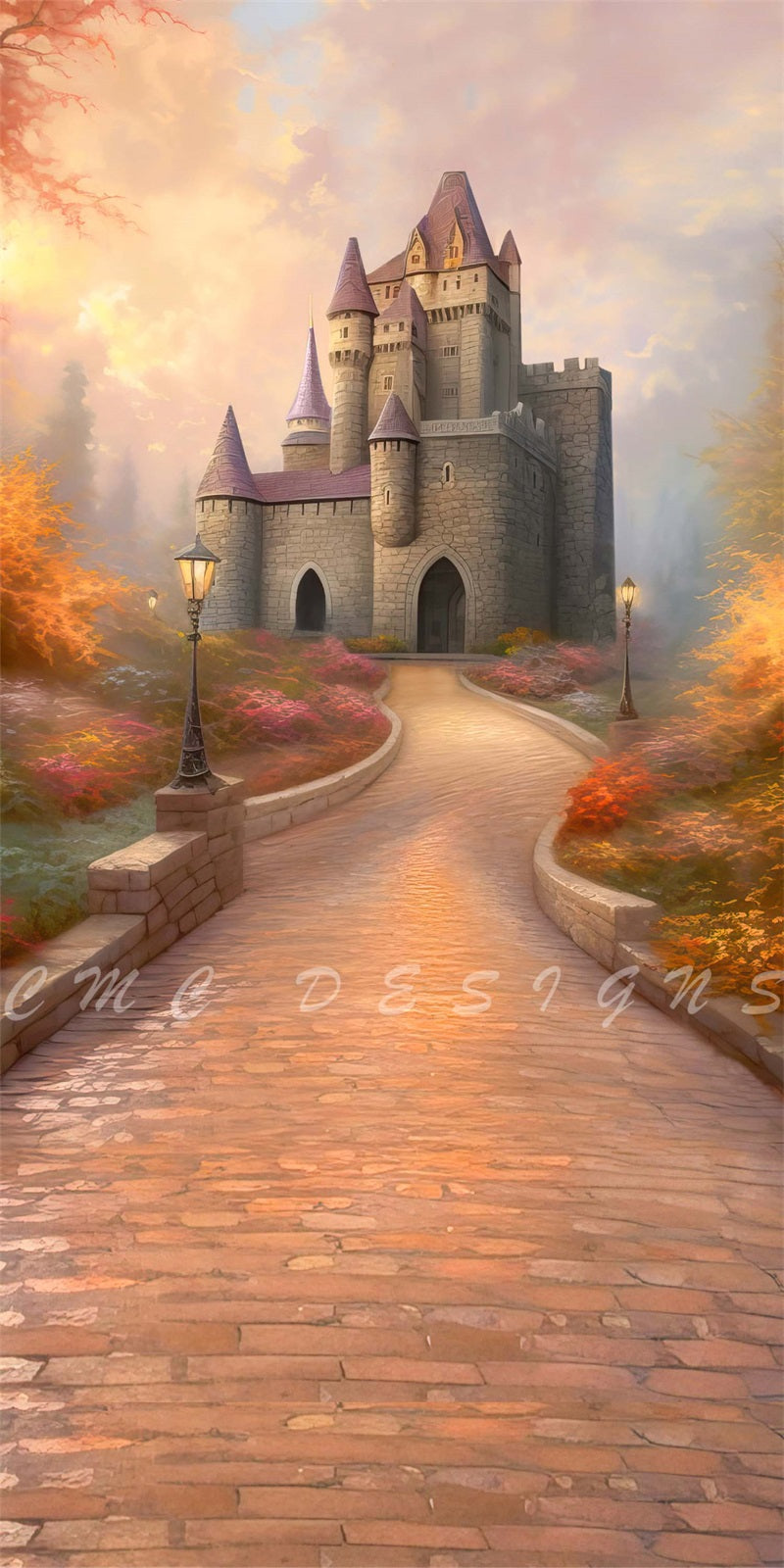 Kate Magical Fall Castle Sweep Backdrop for Photography Designed by Candice Compton