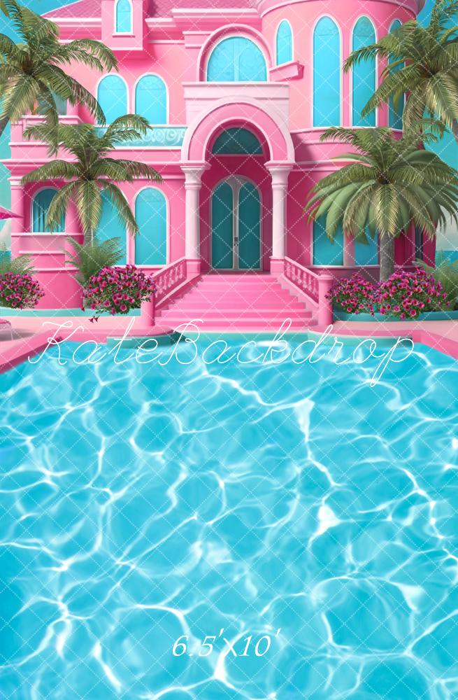 Kate Pink Villa Swimming Pool Backdrop Designed by Ashley Paul - Kate Backdrop AU