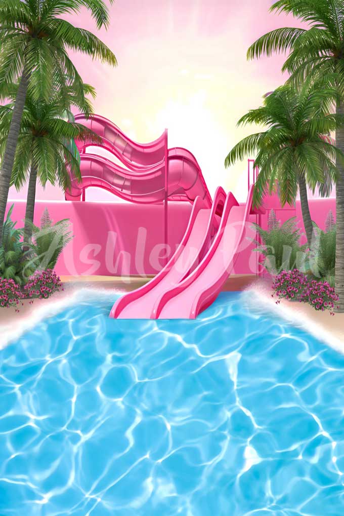 Kate Water Slide Pool Backdrop Designed by Ashley Paul - Kate Backdrop AU