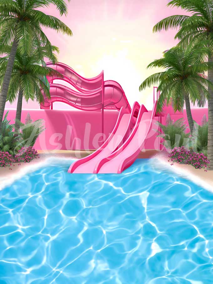 Kate Water Slide Pool Backdrop Designed by Ashley Paul - Kate Backdrop AU