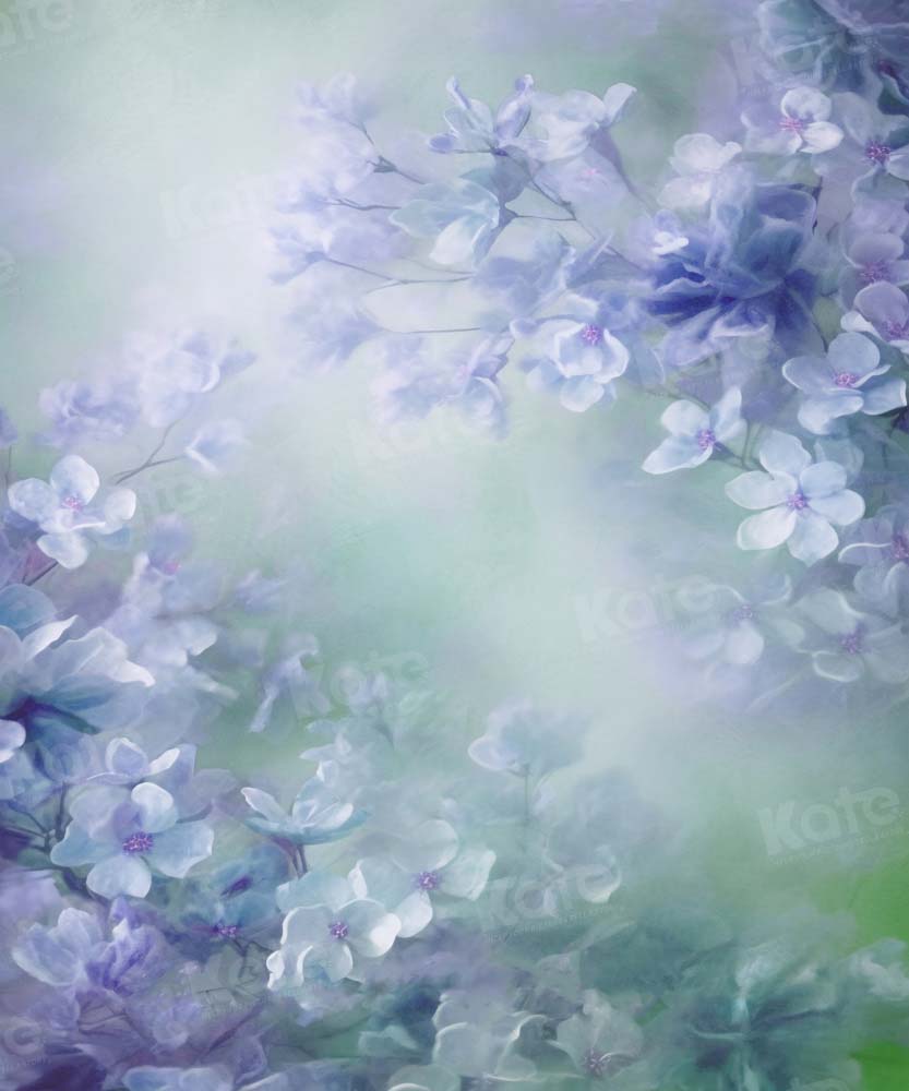 Kate Floral Texture Backdrop Light Purple Blue Green Mix Designed by GQ